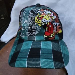Tiger bling teal black plaid rhinestones rainbow snapback baseball hat cap